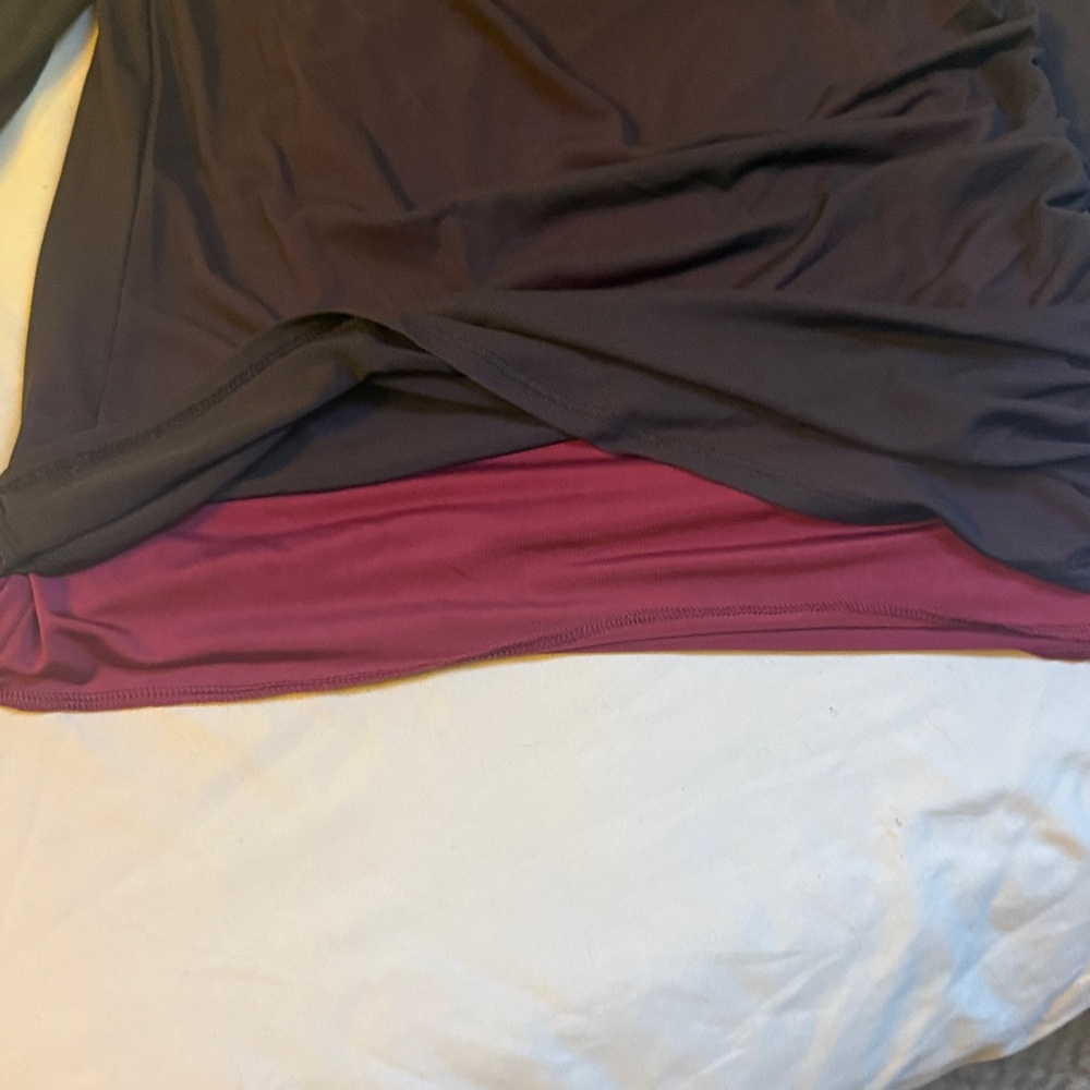 Deep Burgundy Long Sleeve Dress with Ruching - Picture 10 of 10